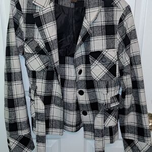 Kamik Black and White Plaid Women's Blazer